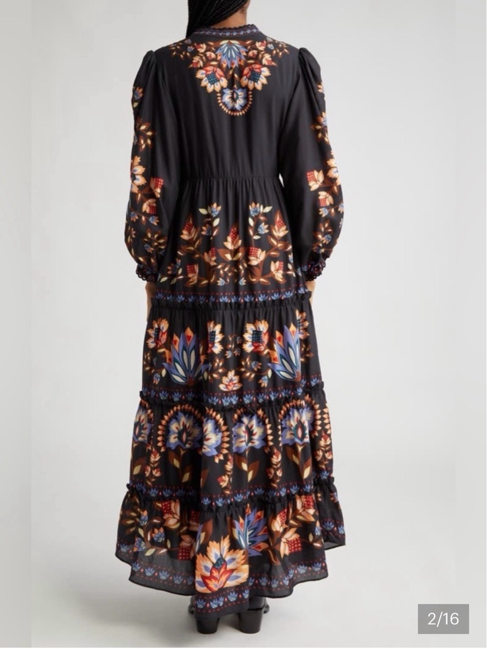 FARM RIO Black Floral Tiered Maxi Dress - Black - Picture 3 of 13